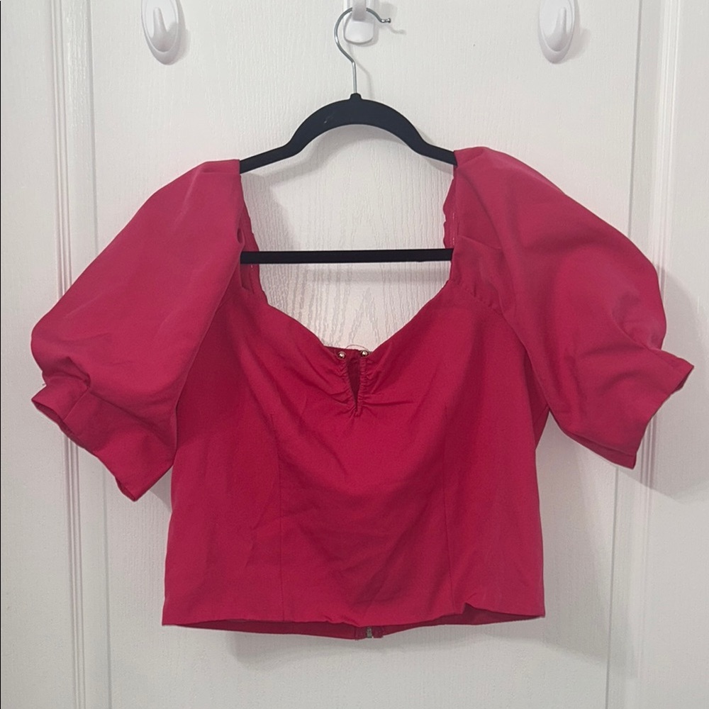 Elegant Pink Puff Sleeve Top